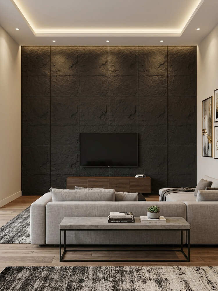 Panel Piedra Pu Surt. 60X120Cm Negro